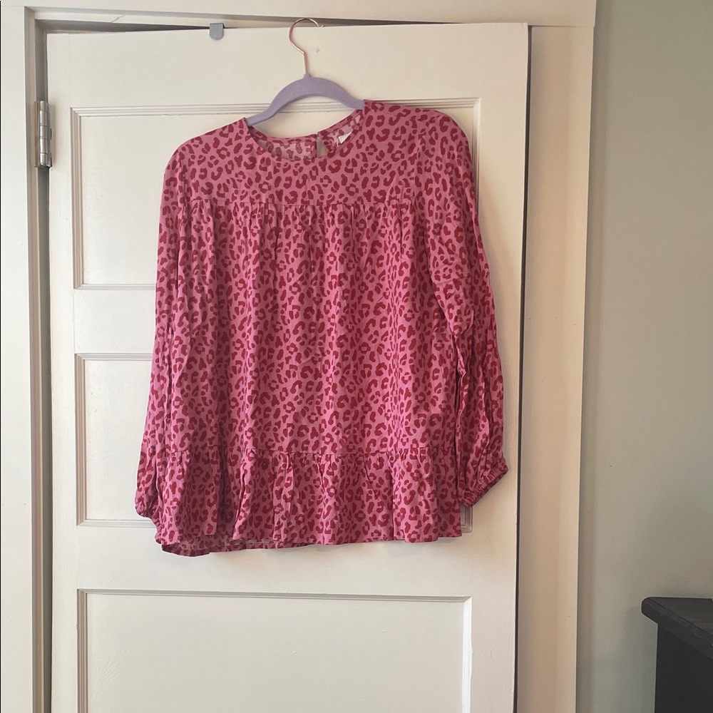 Women's Pink Leopard Print Top